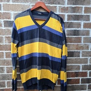 Cantabil Italian Colorful Striped V-Neck Sweater